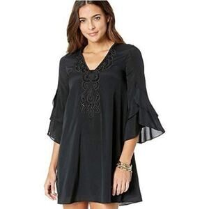 Lilly Pulitzer Tatiana Beaded Silk Tunic Dress Black Size XXS